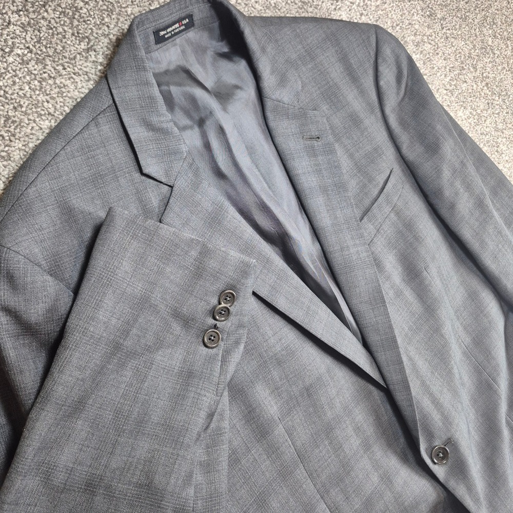 John Varvatos USA Blazer Mens 42L Gray Plaid 100% Wool 2 Button Sport Coat